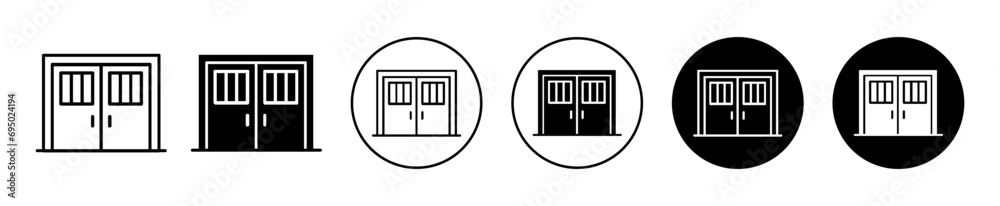 Entrance door icon. home building entry exit push or pull path way door illustration symbol. office, house lift elevator doorway entrance vector set Entrance door icon. home building entry exit push or pull path way door illustration symbol. office, house lift elevator doorway entrance vector set