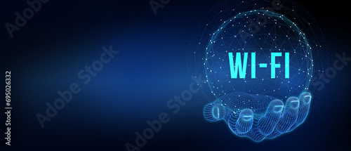 Global Wi-Fi wireless internet technology concept. 3d illustration