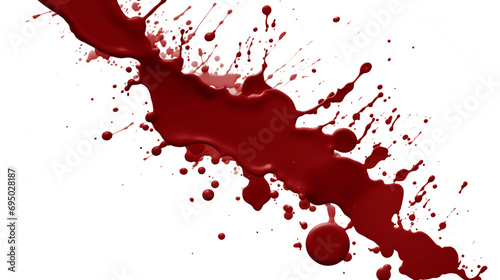Blood splash. Smudges and splashes of red liquid on a white background. Red ink splatters and drips.
