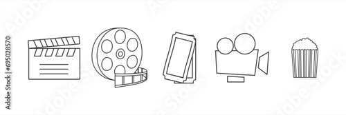 Cinema icons set, Cinema Related Vector Line Icons isolated on transparent background.