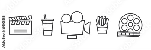 Simple icon of Cinema set, Cinema Related Vector Line Icons isolated on transparent background.