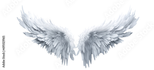 White fantasy feather wings - pair of white angelical wings - isolated transparent PNG background - white wing photo