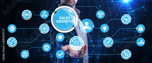 Sales growth, increase sales or business growth concept. photo