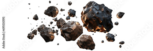 Set of swarm of asteroids isolated on white or transparent background © ArunKanti