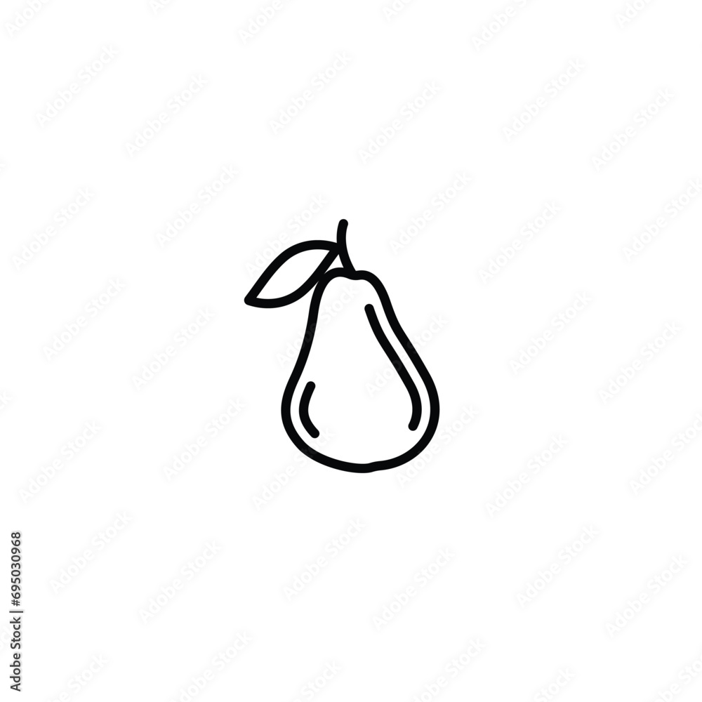 Original vector illustration. Contour icon of a ripe pear. Original vector illustration. Contour icon of a ripe pear.