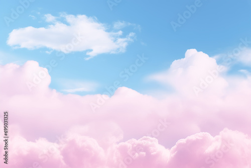 clouds pink gentle fabulous on blue sky, high nature view large on airplane, background in clear day, idyll