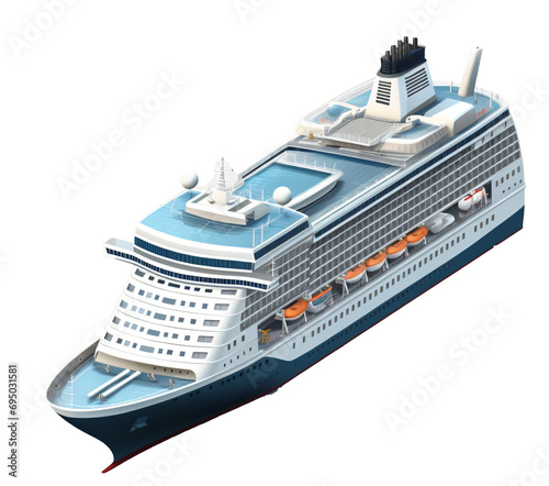 Cruise ship isolated on the transparent background PNG. 