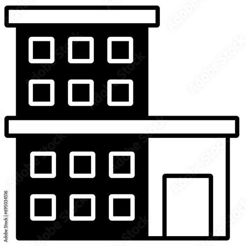 Hostel solid glyph icon illustration