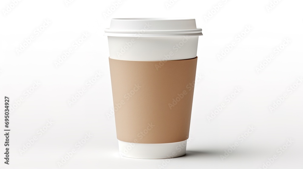 Paper coffee cup, portable and insulated for hot beverages like tea or coffee, isolated on a white background Paper coffee cup, portable and insulated for hot beverages like tea or coffee, isolated on a white background