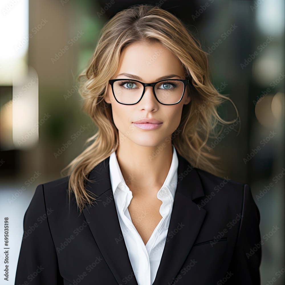 Cheerful business woman standing