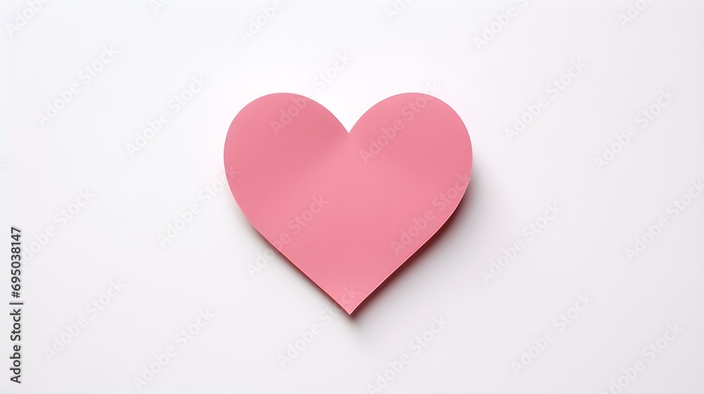 Pink Paper Heart on a white Background. Romantic Template with Copy Space Pink Paper Heart on a white Background. Romantic Template with Copy Space