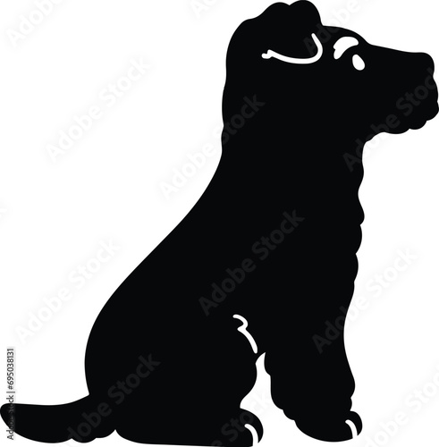 Simple and adorable Fox Terrier sitting in side view silhouette with details photo