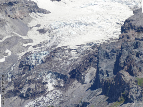 Summit of Mt Rainier detailing the Nisqually glacier