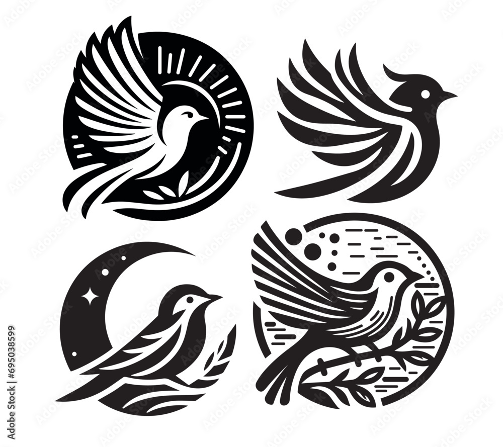 conjunto de ilustraciones blanco y negro de aves conjunto de ilustraciones blanco y negro de aves