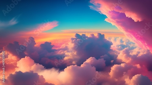 Colorful cloudscape at sunset in nature. Dramatic sky with vibrant, colorful clouds at sunset. sunset sky with clouds © Logo