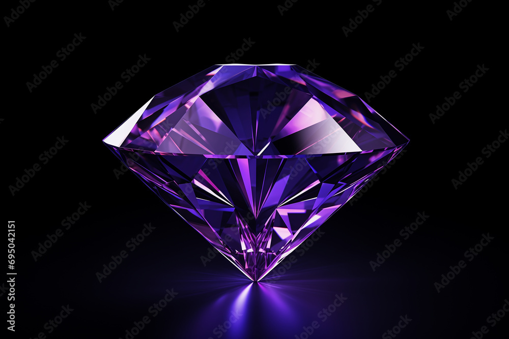 faceted crystal purple, black background