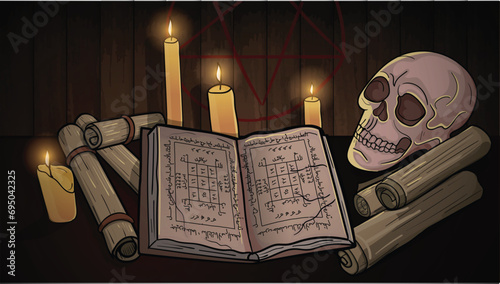 Black magic, talismans, papyri, skulls, candles, five-pointed stars ,  black magic spells and hunted by a devil spirit 2