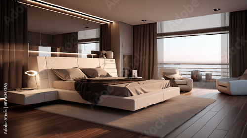 Master Bedroom Interior Luxury royal Modern Design wooden floor © Pixalu