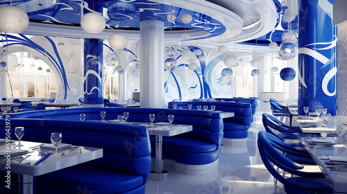 Restaurant Interior Luxury Modern royal Design blue theme