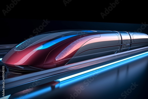 Hyperloop train  background of a magnetic levitation train  Hyperloop mass transit with in a vacuum  The fastest train transportation in the future  High speed rail travel