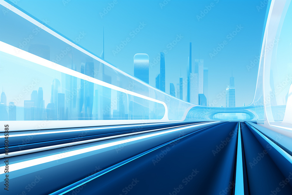 Hyperloop train, background of a magnetic levitation train, Hyperloop mass transit with in a vacuum, The fastest train transportation in the future, High speed rail travel