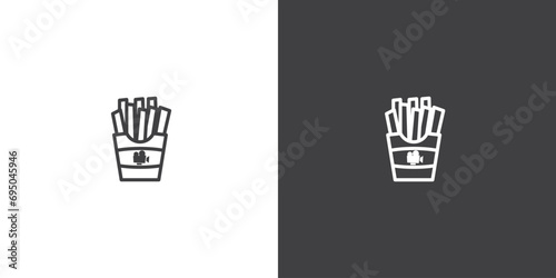 Icon line of snack for Cinema movies vector icon. Movie elements. Simple Cinema movie signs. Isolated Cinema movie on black and white background.