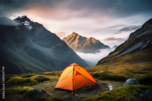 tent in the mountains, camping, mountain camp, biwak tent, hiking tour, wild camping