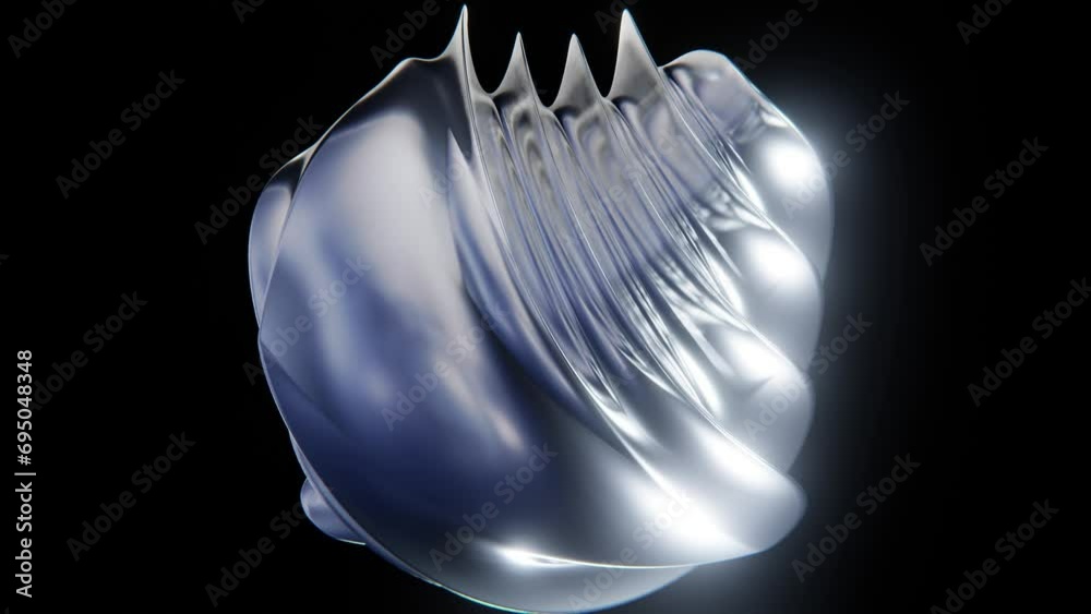 Abstract animation of liquid 3D metallic chrome steel cube reflective shape twist rotation seamless loop 4K 30 fps video wallpaper
