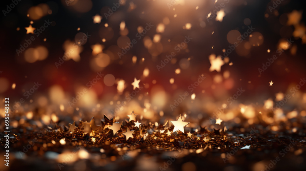 A Christmas background with glitter and bokeh stars