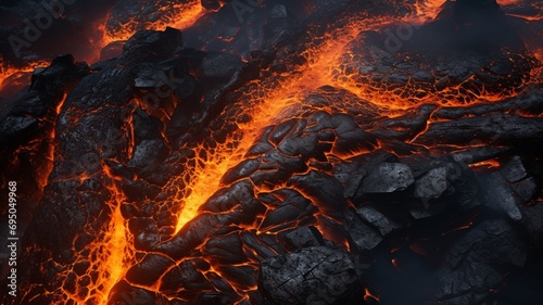 Dry baron city ground crackin lava underglow date Ai generated art photo
