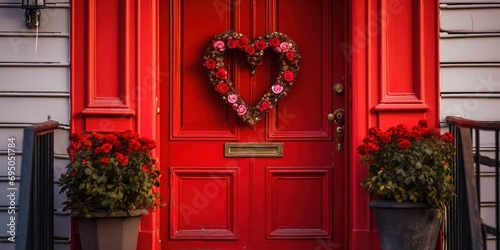 Valentine's day decoration at door