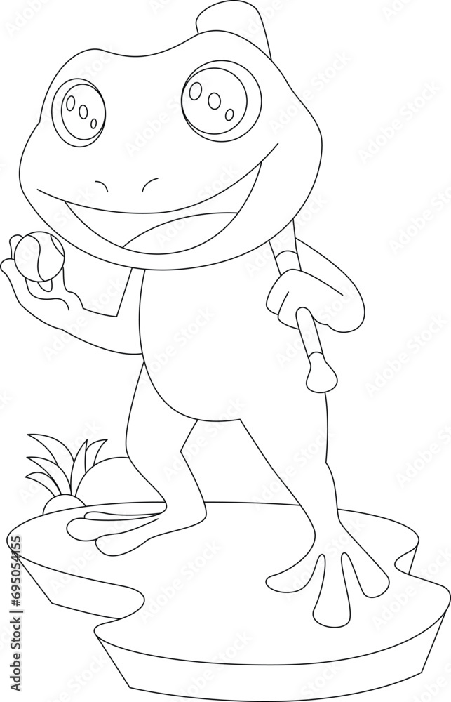 Obraz premium Frog Baseball Baseball bat Sports Animal Vector Graphic Art Illustration