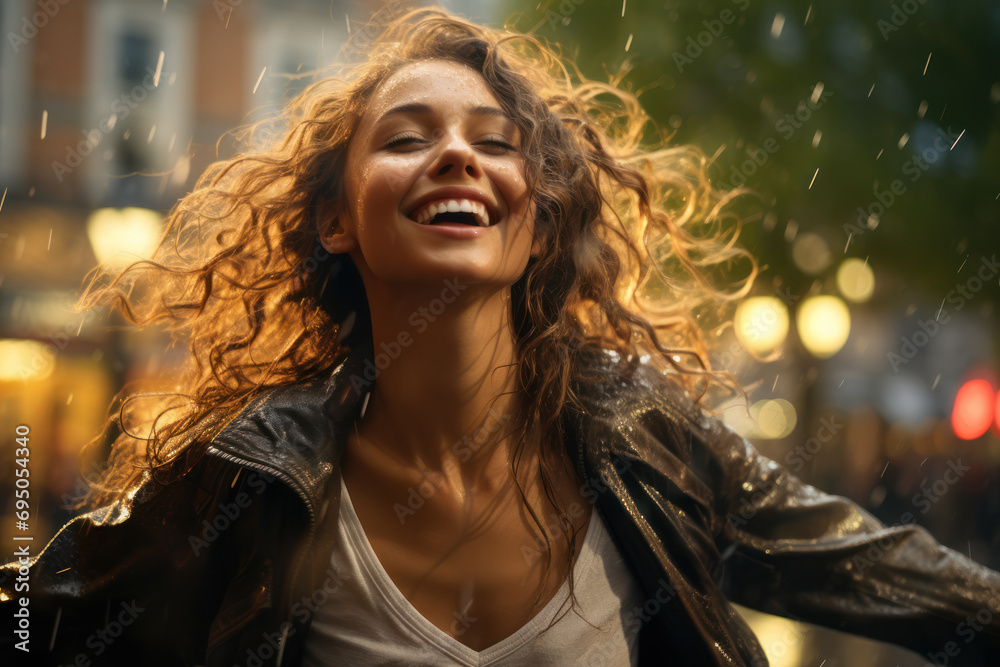 A playful dance in the rain, celebrating the spontaneity and joy that love brings into life. Generative Ai. A playful dance in the rain, celebrating the spontaneity and joy that love brings into life. Generative Ai.