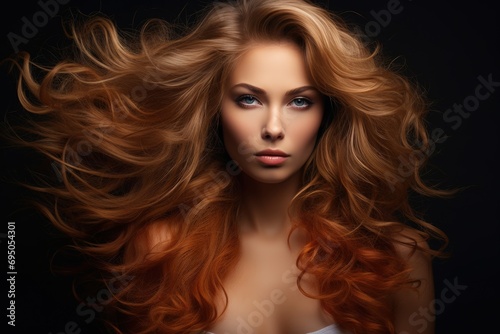 Healthy shiny copper woman lustrous hair