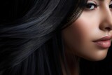 Black shiny healthy woman hair