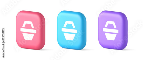 Shop cart digital commercial retail button marketplace global market app design 3d icon