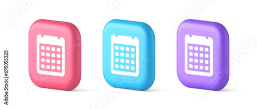 Calendar schedule button agenda event appointment reminder 3d realistic icon