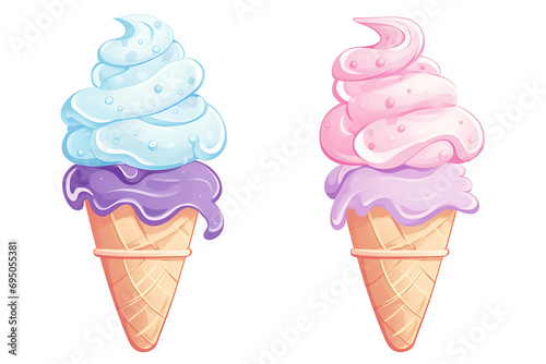 Soft Pop Style Ice Cream Cones Illustration