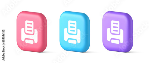 Printer machine device for paper document print button ink printout technology 3d icon