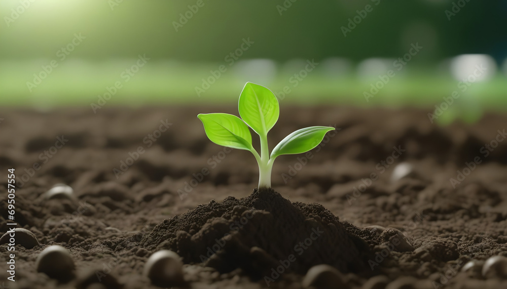young plant growing in soil created with generative ai Stock ...