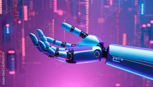Robot hand background, presenting technology gesture, cyberpunk background 