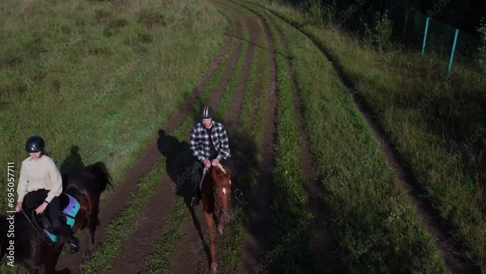 Training hobby during the holidays. Horseback riding at the farm