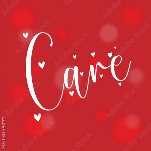 Caring letter on red bokeh background