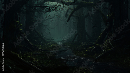 Abandoned Dense Dark Forest © yaxir