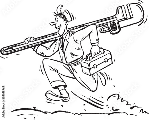 Plumber with Big Wrench