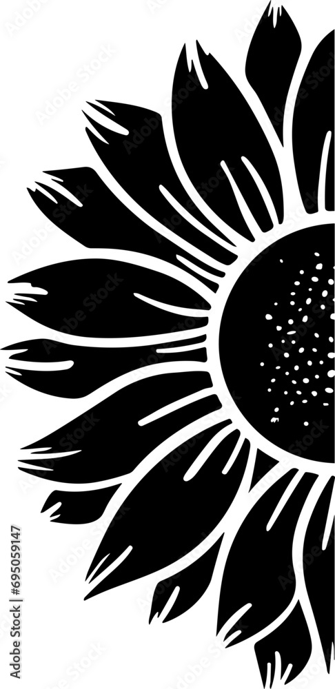 Half sunflower SVG, sunflower vector, sunflower illustration Half sunflower SVG, sunflower vector, sunflower illustration