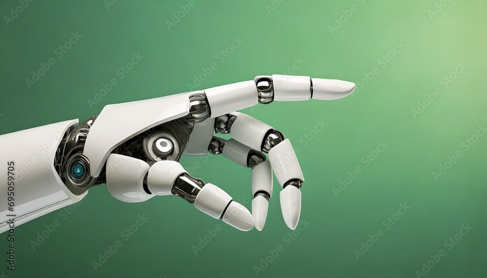 White robot hand background, presenting technology gesture. Technology meets humanity background. White robot hand background, presenting technology gesture. Technology meets humanity background.