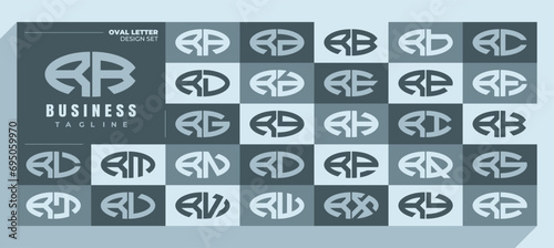 Modern curve ellipse letter R RR logo design bundle