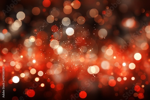 Festive and vibrant abstract bokeh background with beautifully blurred red merry christmas lights