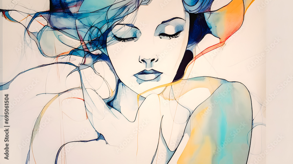 Fototapeta premium Esquisse au crayon, portrait de femme
